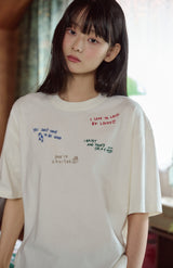 26SS★ Draw Stitch Embroidered Short Sleeve Tee