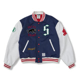 Classic Oversized Varsity Jacket Black / Navy