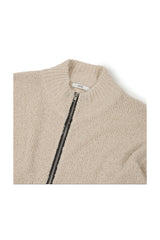 DAMAGED CROP NET KNIT ZIP UP (IVORY)