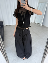 flowery wrinkle blouse (2color)