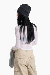 Summer U-neck Ribbed Long Sleeve