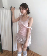 ワンレース&サテンストラップスリーブレストゥ