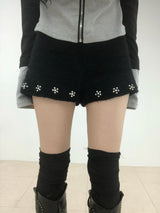 Fuzzy Snow Stud Mini Shorts
