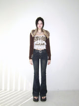 Brown knit zip-up
