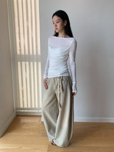 Melbourne shirred layered long-sleeve tee