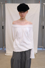 Off Shoulder String Sweatshirt (Ivory)