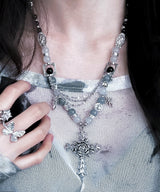 Rose Cross Layered Chain Necklace