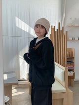 [unisex] ケルトウールオーバーニットフードジップアップ