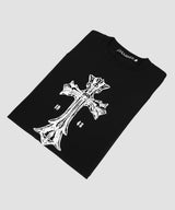 ヴィンテージ クラック クロス グラフィック Tシャツ_Black