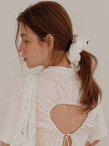 フラワージャカードシュシュ_ラージ_ブラック