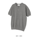 LMN Sufima Waffle One Button Short Sleeve Knit (4 colors)