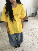 サヤノ レタリング オーバーフィット カラー 半袖Tシャツ
