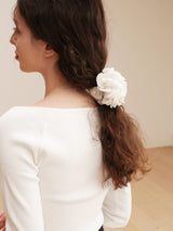Cosymosy White Camellia Scrunchie