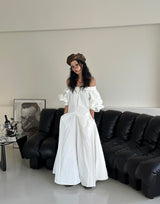 off-shoulder pocket maxi long dress