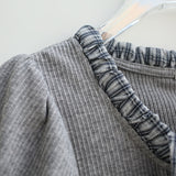 チェックリボンスリムニットTシャツ