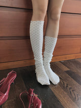preto dot high knee socks