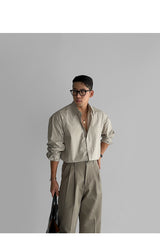 Basic cotton shirt [beige gray]