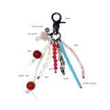 mushroom gemstone keyring (pink)