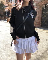 Tay Cross Stud Unbalanced Zip-Up