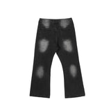 ASCLO ダイアグナルインシジョンブーツカットデニムパンツ