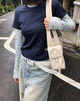 [ORIGINAL] ドット シースルー レイヤード ロングスリーブ Tシャツ