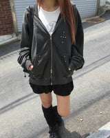 Pigment stud hood jumper