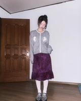 (2color) Rose Appliqué Lace Wool Cardigan