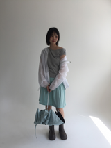 ミオアシンメティカルボートネックTシャツ (2color)