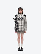 13DE MARZO Panda Bear Checkered Shirt