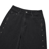 ストライプワイドフィットデニムパンツ [CHARCOAL]