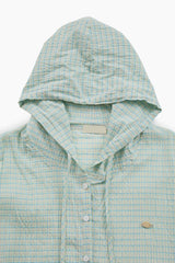 Maron check shirt hoodie