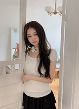 #ハノレイヤードリブ半袖Tシャツ + ローズタイセット (3color)
