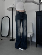 washed slub bootcut denim (2color)