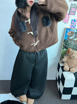 ストライプペディンキルティングロングパンツ🖤🤍2カラー