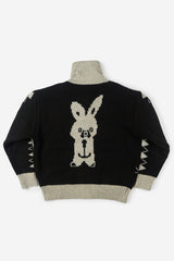 Rabbit knit zip-up sweater