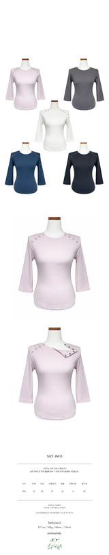 button 3/4 sleeve tee