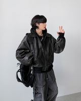 アカザクロッピードレザージャケット