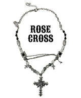 Rose Cross Layered Chain Necklace