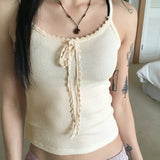 [MADE] KINI Vintage Lace Ribbon Crop Sleeveless