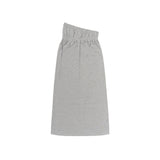 FOLDING WAIST BAND MAXI SKIRT (MELANGE GRAY)