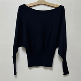 (100% COTTON) ボートネックチックリップUネックオフショルダースリムニット - 3 COLOR