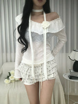 Rose pin + knit scarf