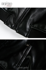 burgundy cropped wide leather jacket