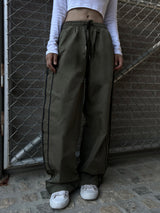 Two-way two-line crunchy wide trek long pants (3 colors)