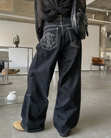Old Hip Pocket Embroidered Denim Pants