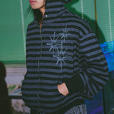 Untitled Starrynight Stripe Hood Zip Up Black
