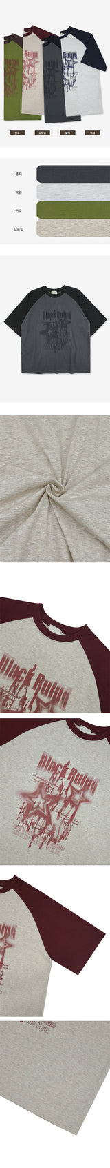 O-ring Color Raglan Short Sleeve T-shirt