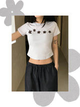デイジーポップフラワープリントステッチTシャツ