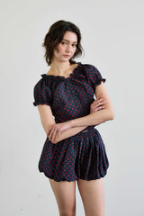 MINI HEART TWO WAY BLOUSE / NAVY