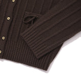 CHERRY RIBBON HOODIE CARDIAGN [DARK BROWN]